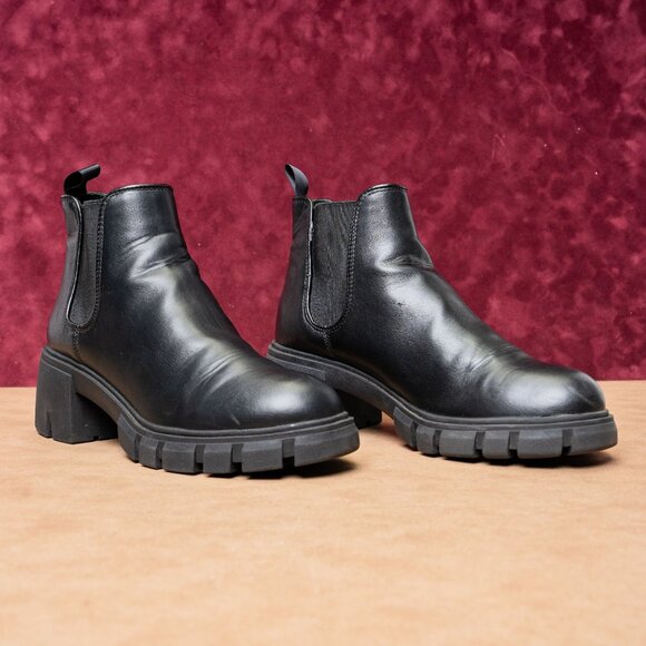 Steve Madden Women Howler Y2k Retro Chelsea Black Leather Boots Size 8 - Picture 1 of 8